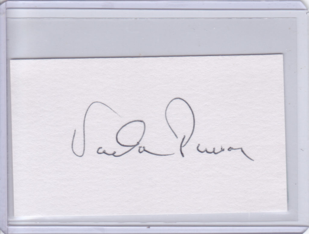 Vada Pinson signed cut index card
