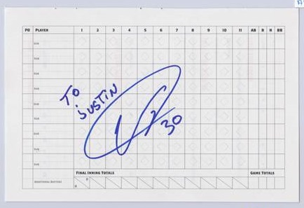 Ubaldo Jimenez signed scorecard