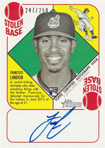 Lindor 2015 Topps Heritage Autograph